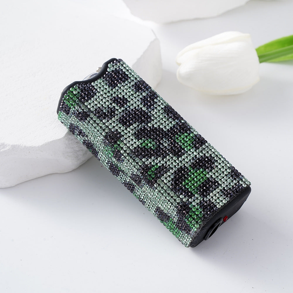 Wholesale Colorful Leopard Print Rhinestone Multifunctional Rechargeable Flashlight Keychain ACCVIP-KC-ZhiYa006