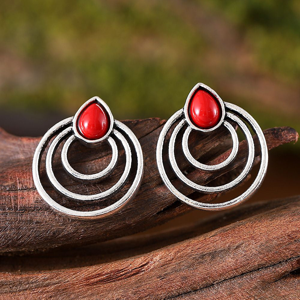 Wholesale Zinc Alloy Electroplated Retro Western Geometric Pendant Earrings Fashion Accessory