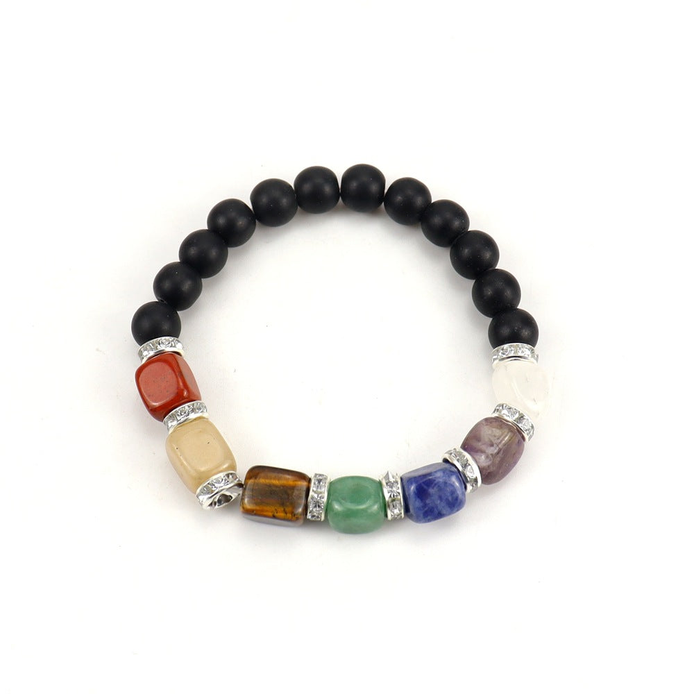 Wholesale Colorful Agate Micro-Paved Diamond Synthetic White Pine Tiger Eye Stone Pink Chalcedony Volcanic Stone Beaded Bracelet