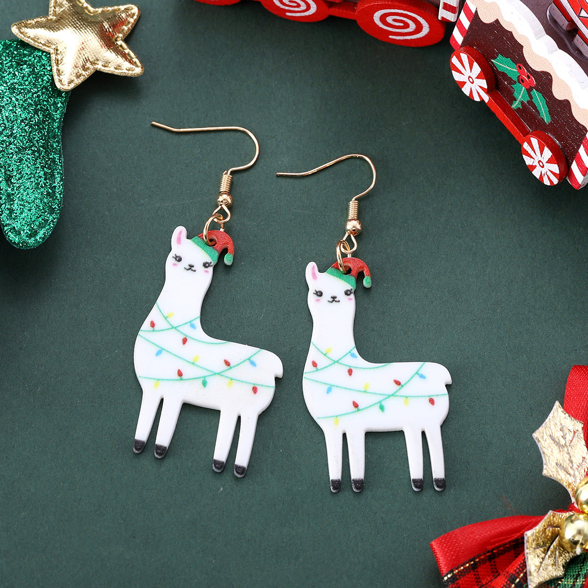 Wholesale Christmas Hat Lantern Alpaca Pendant Earrings