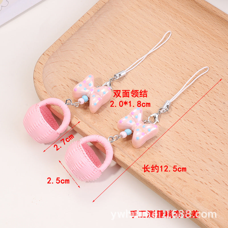 Wholesale 3D resin flower basket keychain