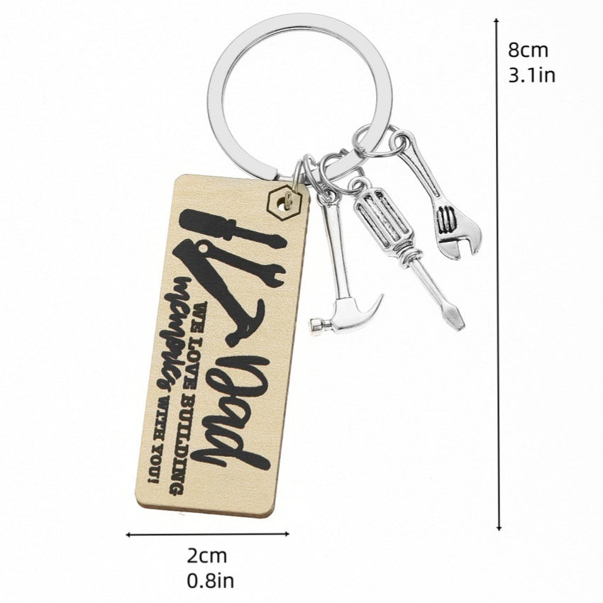 Wholesale Father's Day wooden English letter keychain