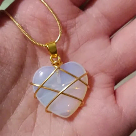 Wholesale Opal Heart Pendant Necklaces ACC-NE-MLR007