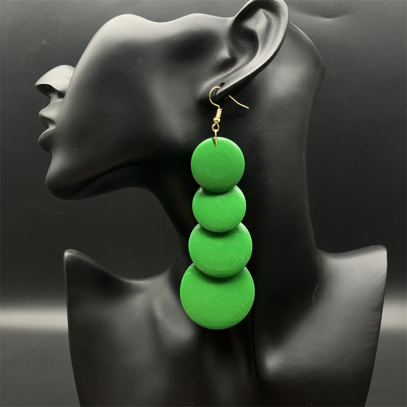 Wholesale Vintage Ethnic Style Round Earrings Wood Earrings ACC-ES-FX015