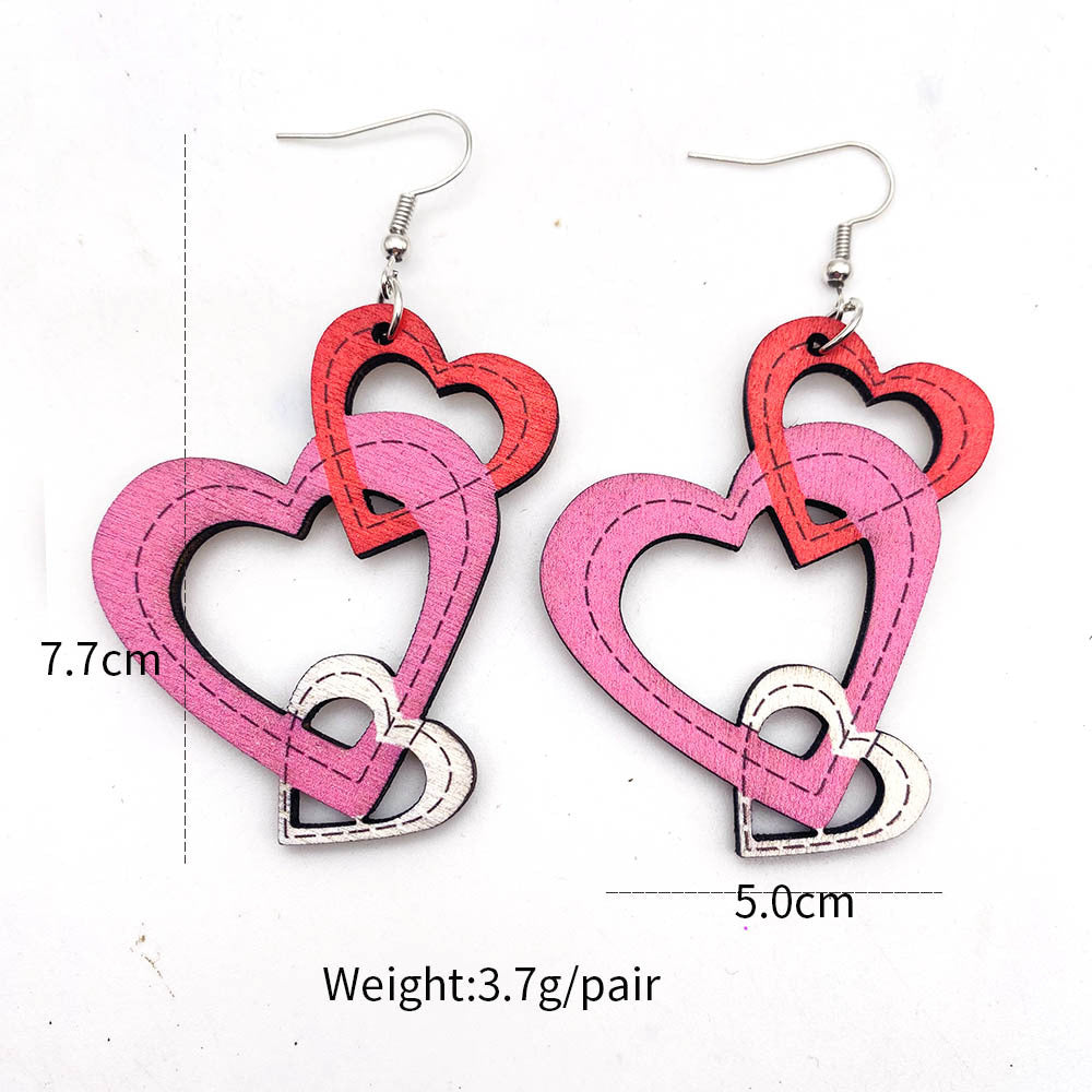 Wholesale Heart-Shaped Wooden Earrings