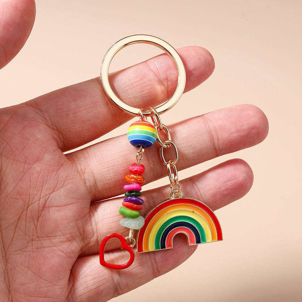 Wholesale Alloy Rainbow Heart Keychain for Girls
