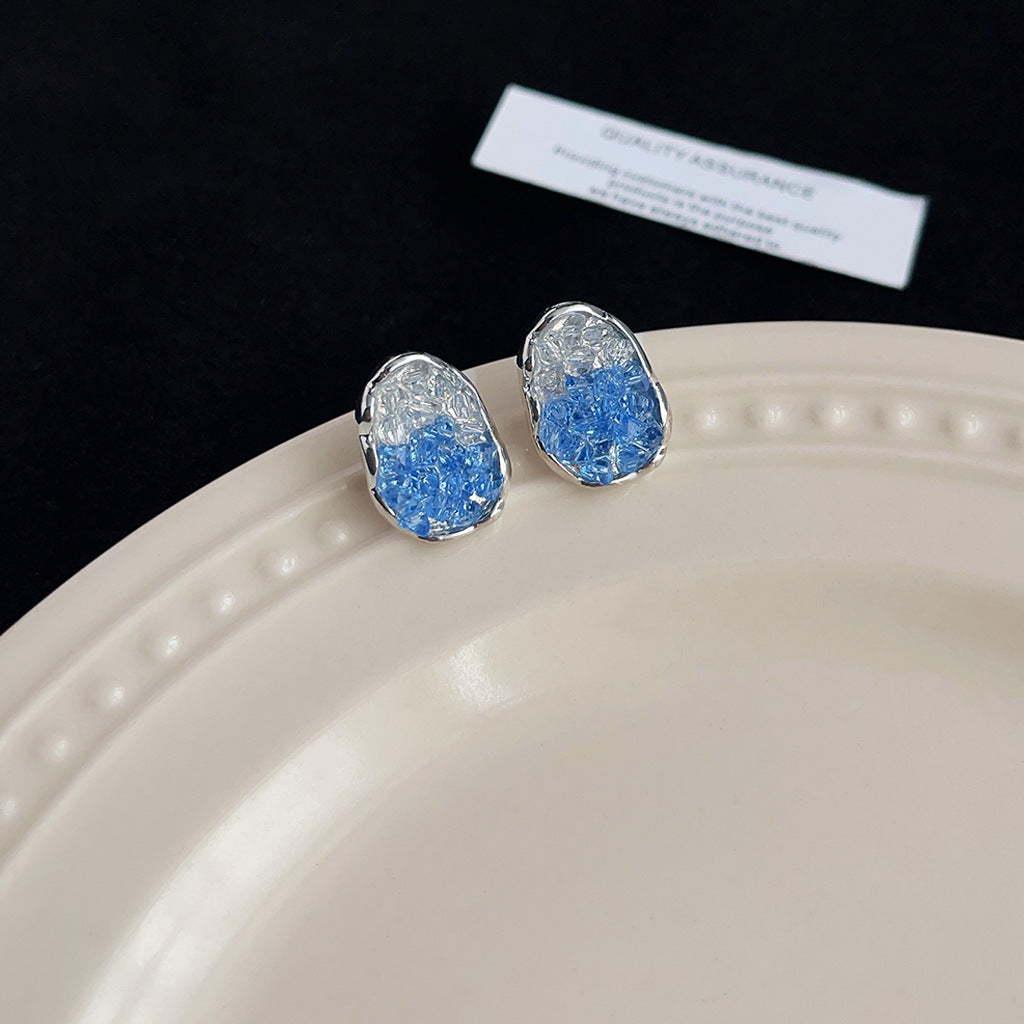 Wholesale Blue oil-drop retro earrings