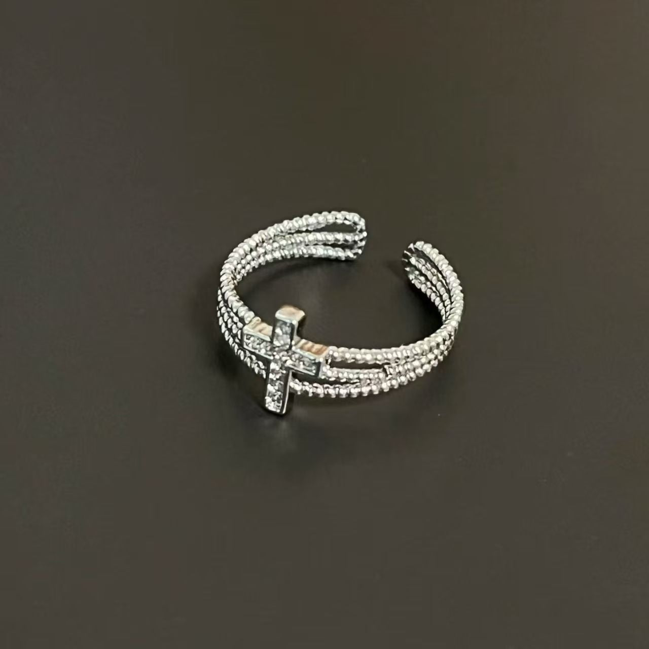 Wholesale Retro Cross Ring Silver Punk Open Ring Fashion Jewelry Accessory Gift