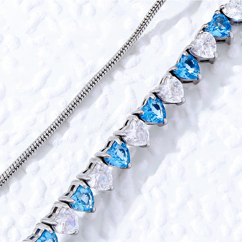 Wholesale  Titanium Steel Inlaid Zircon Stretch Bead Bracelet