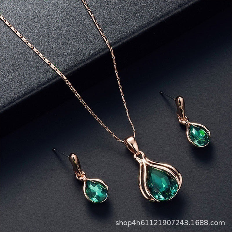 Wholesale Light Luxury Earrings Necklace  All-match  Necklace Jewelry suit