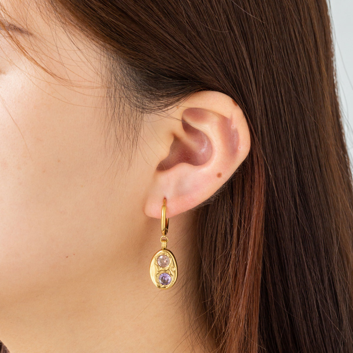 Wholesale Trendy Geometric Zircon Square Earrings Stainless Steel Electroplated for Women Boutique Resale