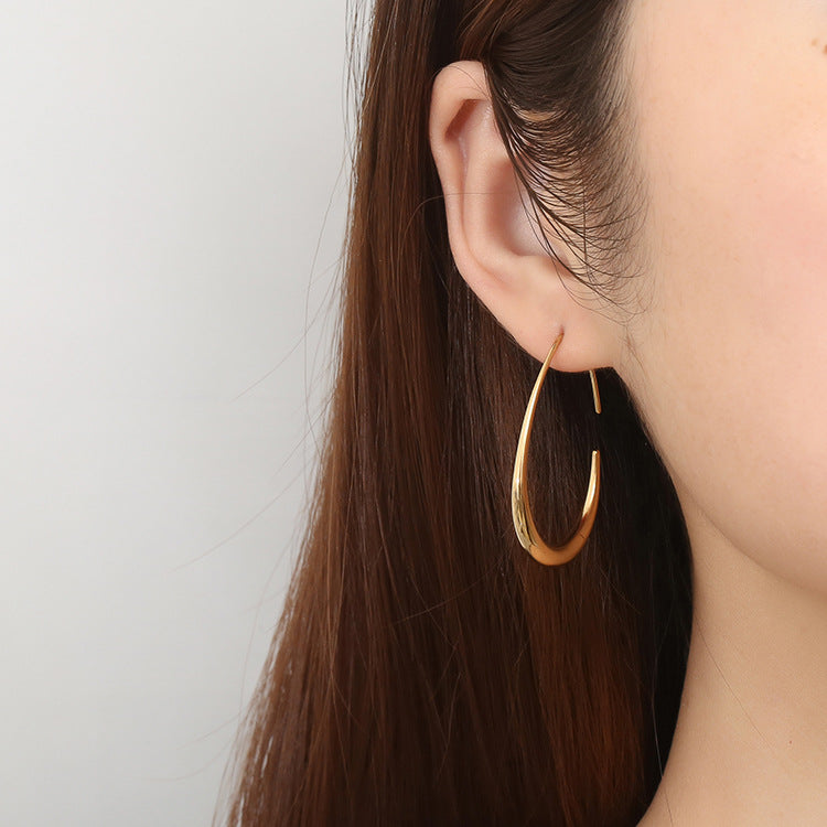 Wholesale European Style Egg-Shaped Electroplated Stainless Steel Earrings Fashion Accessory