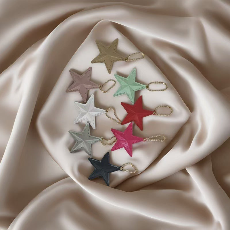 Wholesale Black Leather Star Keychain Cute Car Key Accessory Wedding Gift Bag Charm Boutique Resale