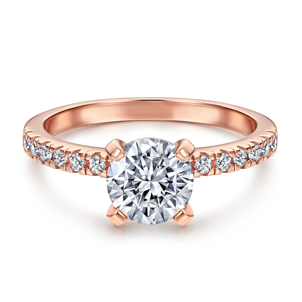 Wholesale 925 silver ring women's new rose gold eight hearts eight arrows zircon fashion four claw simulation diamond  ring