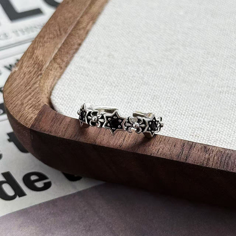 Wholesale Vintage Distressed Cross Ring Copper Zircon Stackable Fashion Accessory