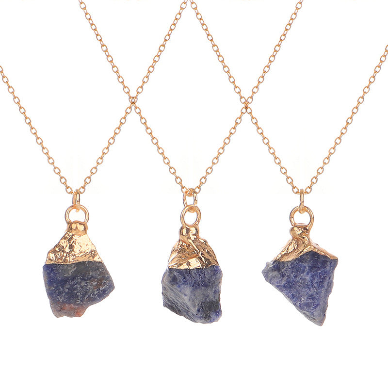 Wholesale Colored Natural Stone Irregular Birthstone Crystal Alloy Necklace ACC-NE-ZhuangZ005