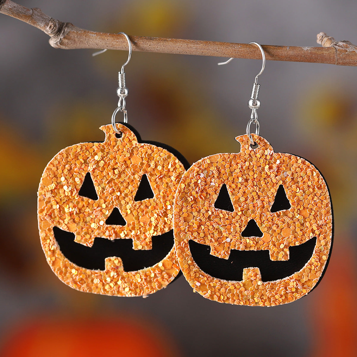 Wholesale Halloween grimace pumpkin sequins pendant earrings