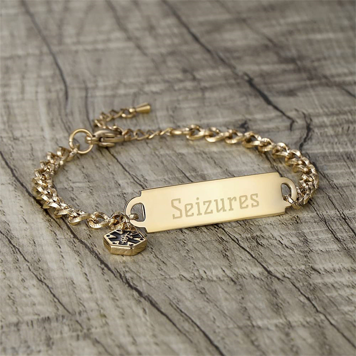 Wholesale stainless steel bends medical logo ID DIY bracelet