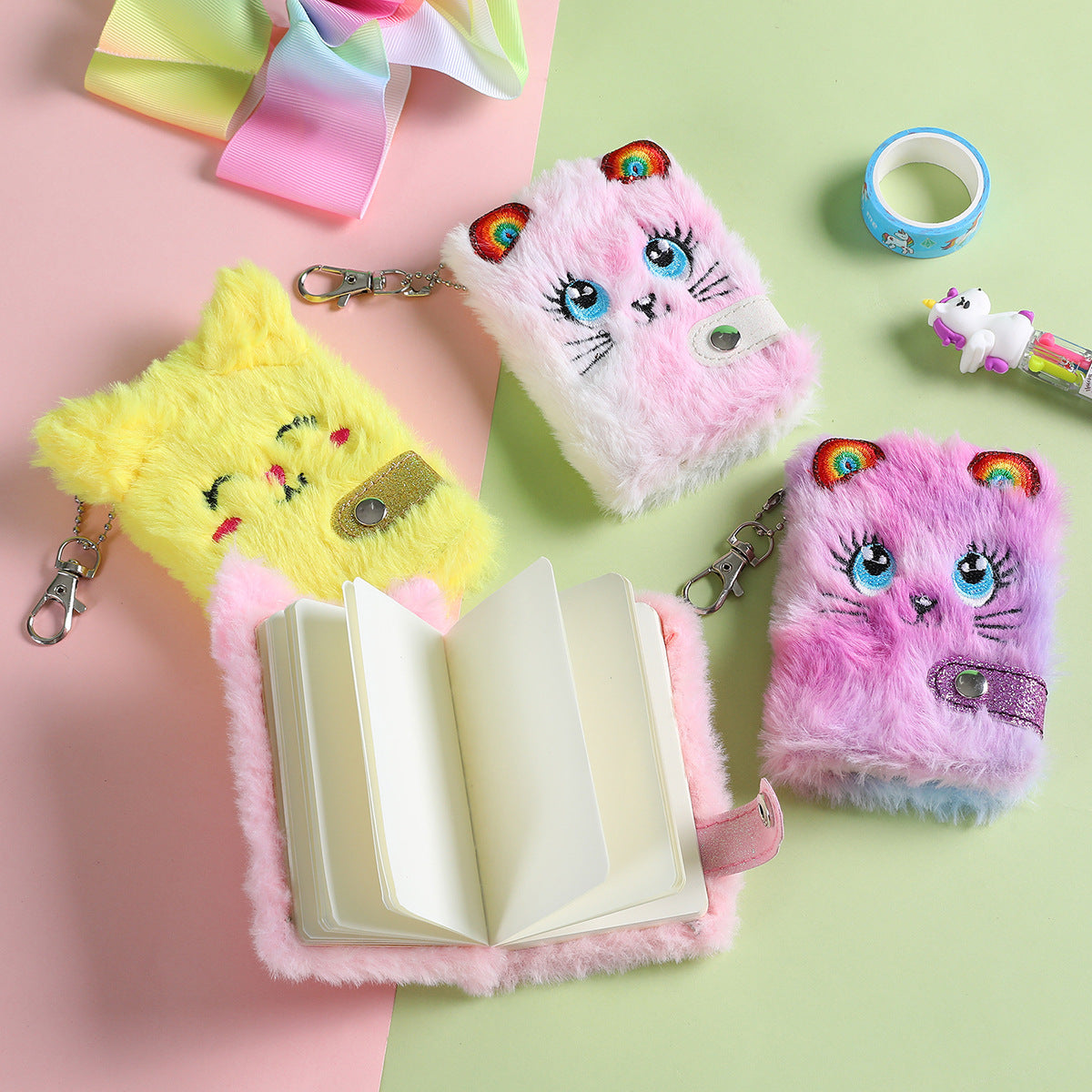 Wholesale Cartoon Plush Notebook Cute Cat Children's Notebook ACC-NB-SuManshu001