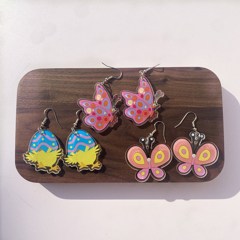 Wholesale Acrylic Easter Egg Flower Earrings