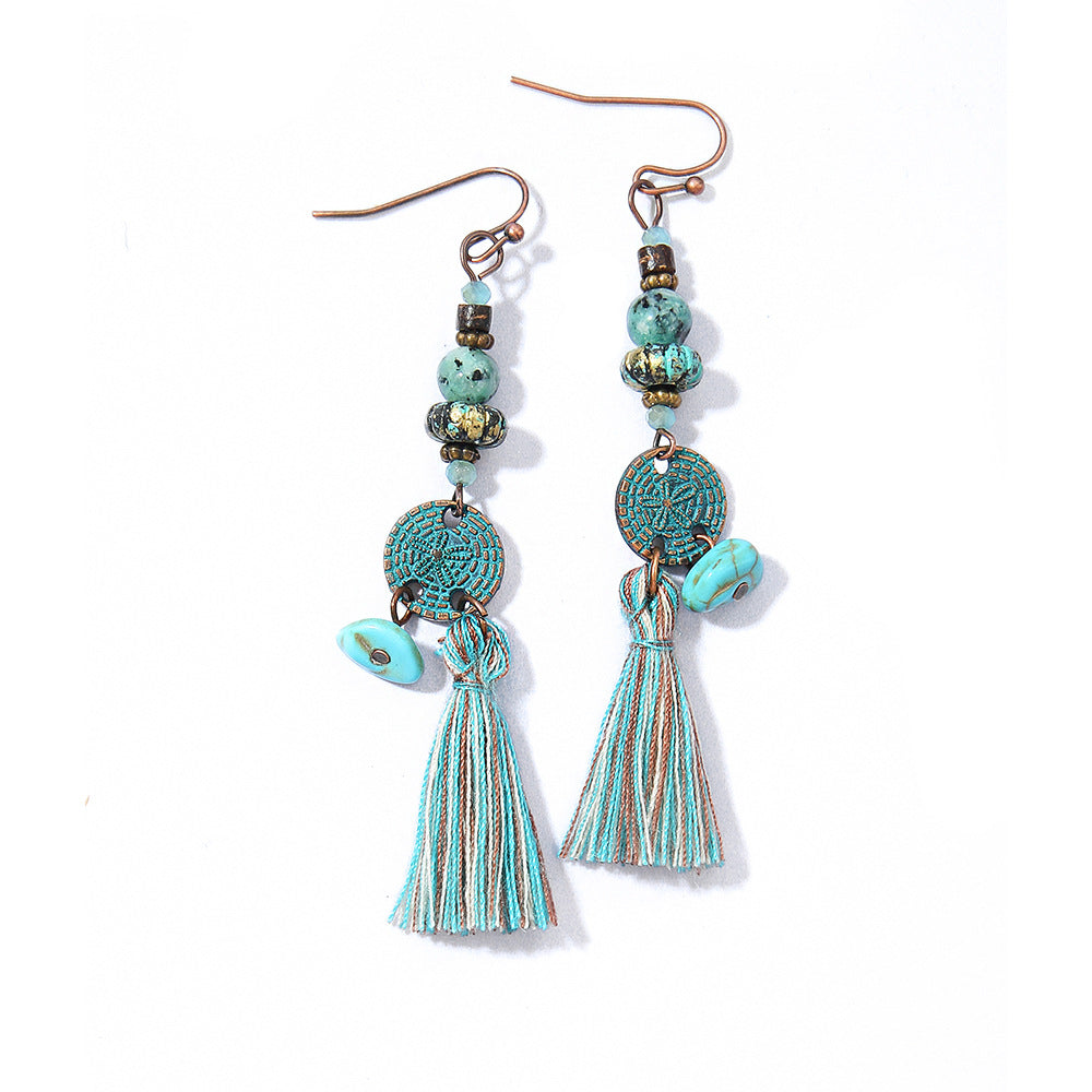 Wholesale Crystal Bohemian Tassel Earrings Vintage Style Women Jewelry Accessory for Everyday Gift