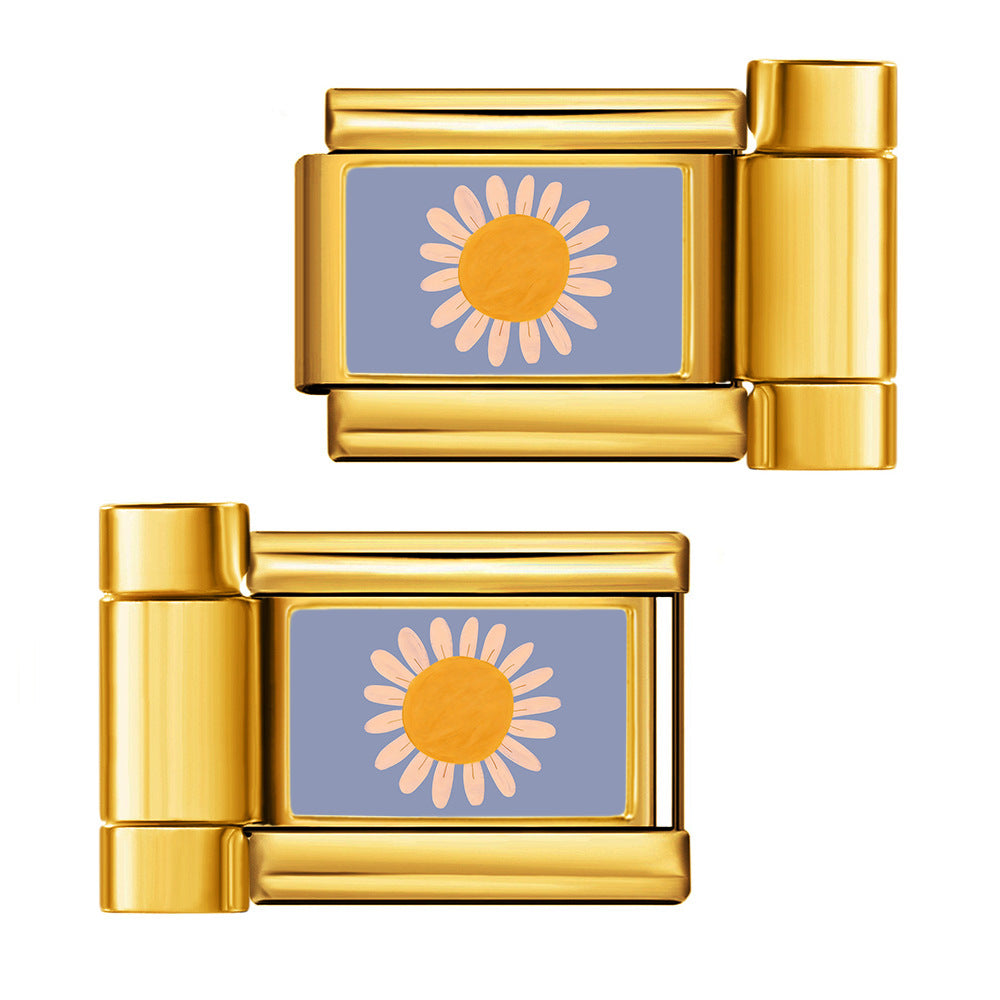 Wholesale Stainless Steel Electroplated Flower Pattern Watch Strap Connector DIY Bracelet Tool for Boutique Resale