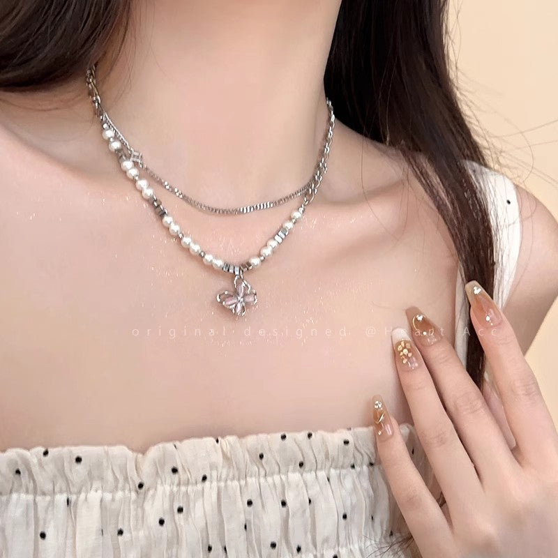 Wholesale Love Pearl Necklace Sweater Chain Clavicle Chain Choker Necklace ACC-NE-Hank001
