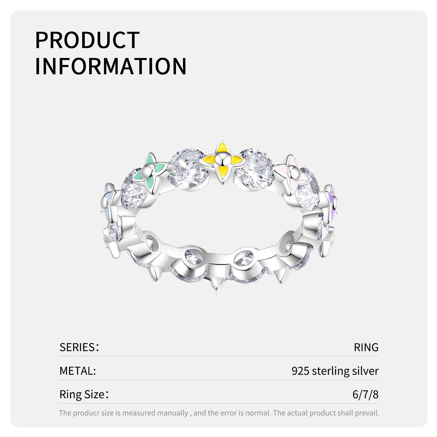 Wholesale Colorful Small Flower Closed Ring Light Luxury 925 Silver Rings ACC-RS-MC021