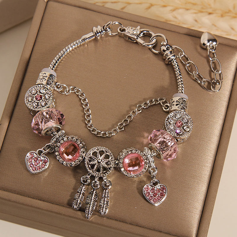 Wholesale  Pink Beaded Dreamcatcher Bracelet