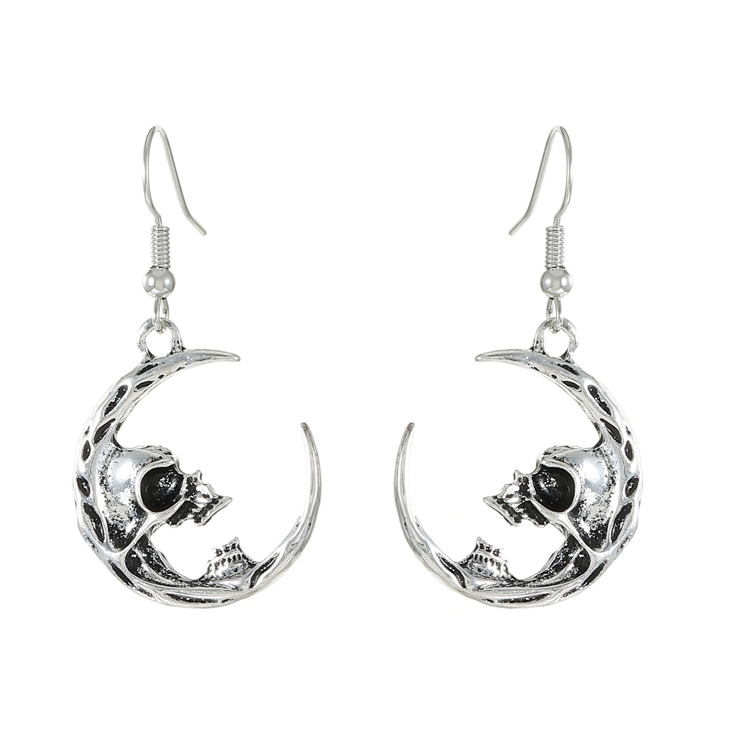 Wholesale Gothic Distressed Skull Crescent Butterfly Earrings Trendy Fashion Accessory for Boutique Resale