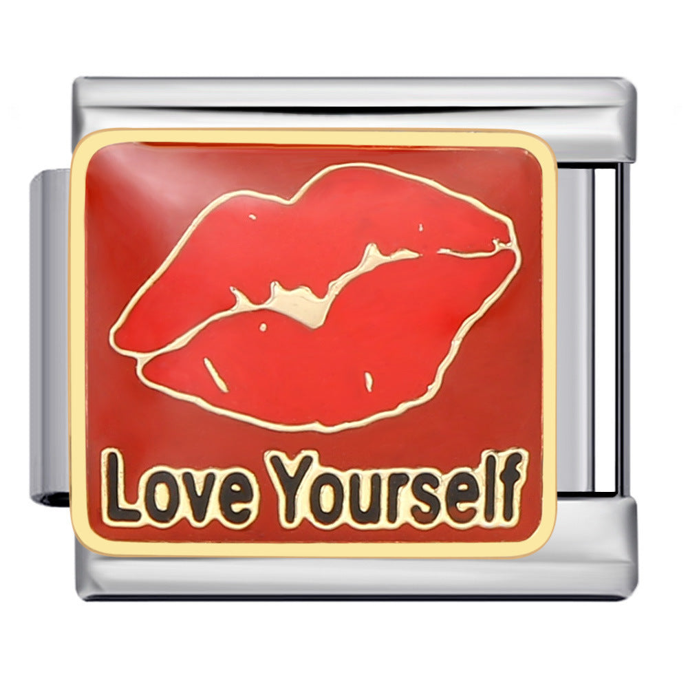 Wholesale Italian Charm Bracelet 9mm DIY gold-plated oil-sprayed Creative Stainless Steel Composable Bracelet