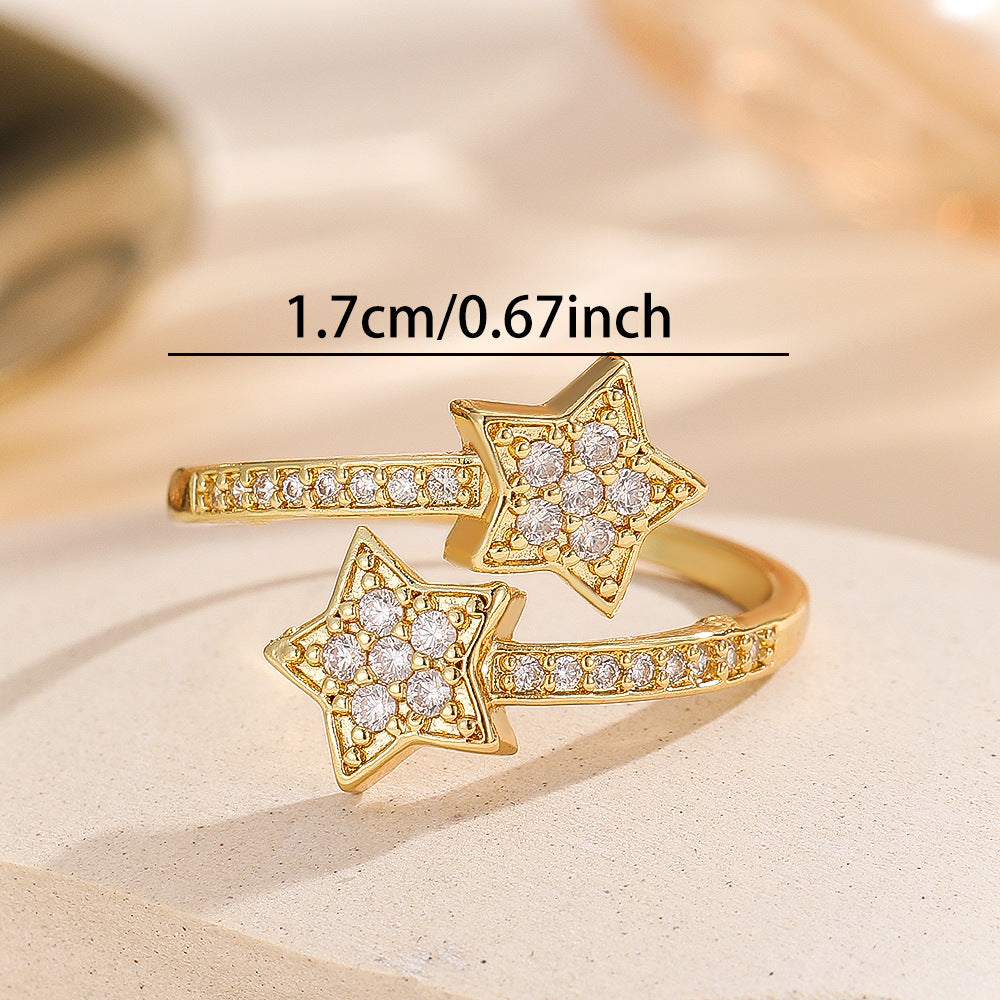 Wholesale Zircon Star Ring Gold Daily Commute Fashion Jewelry Boutique Gift