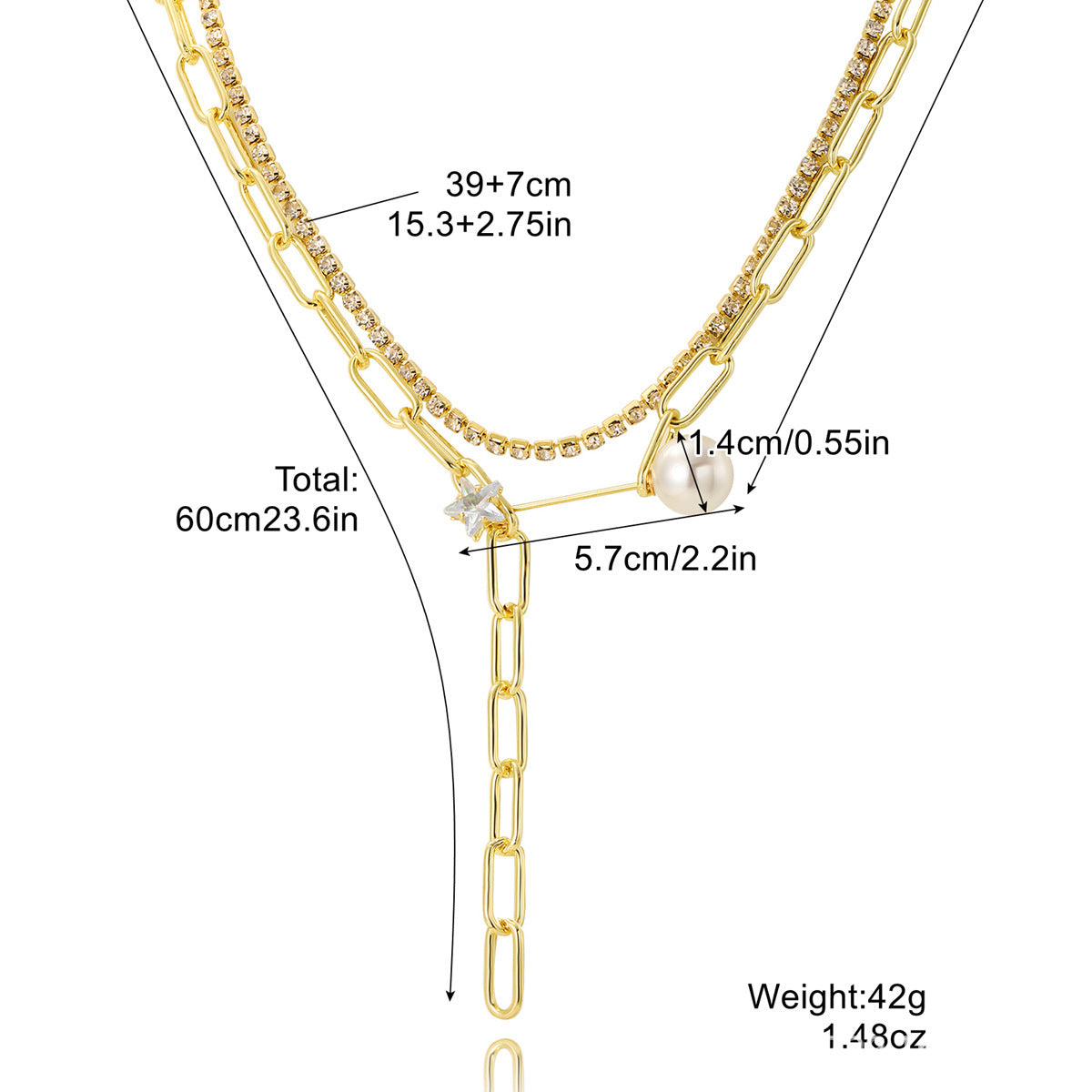 Wholesale  Five-Pointed Star Stacked Zircon Metal Multi-Layer Necklace