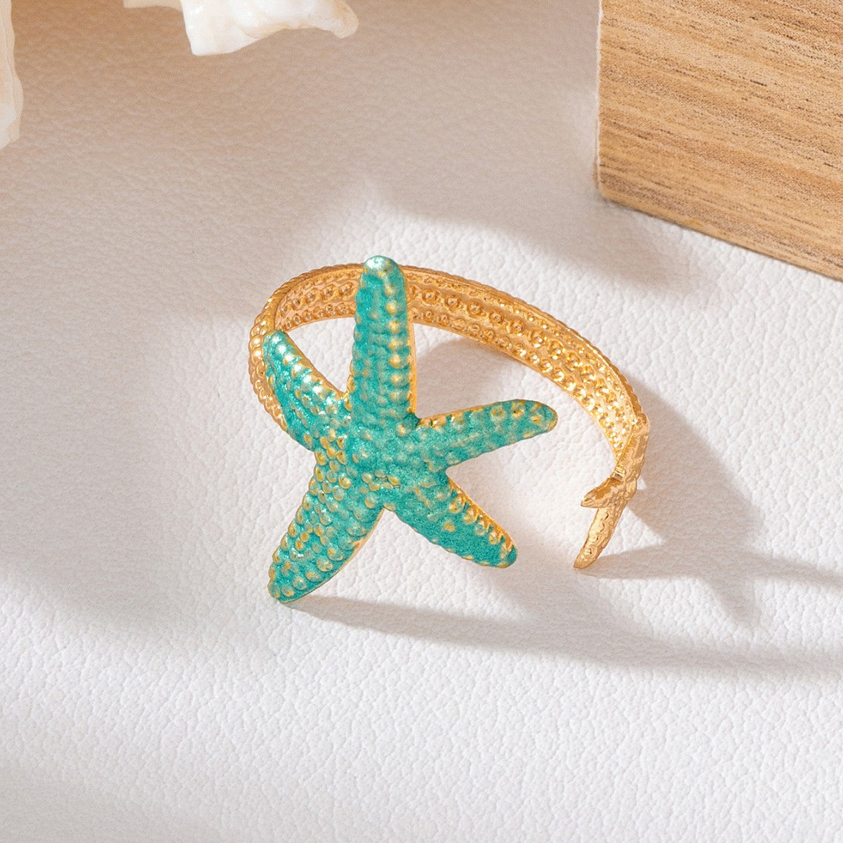 Wholesale Fashion Ocean Marine Life Rings Sea Turtle Starfish Shell Adjustable Enamel Rings Beach Vacation Stacking Jewelry Boutique Resale