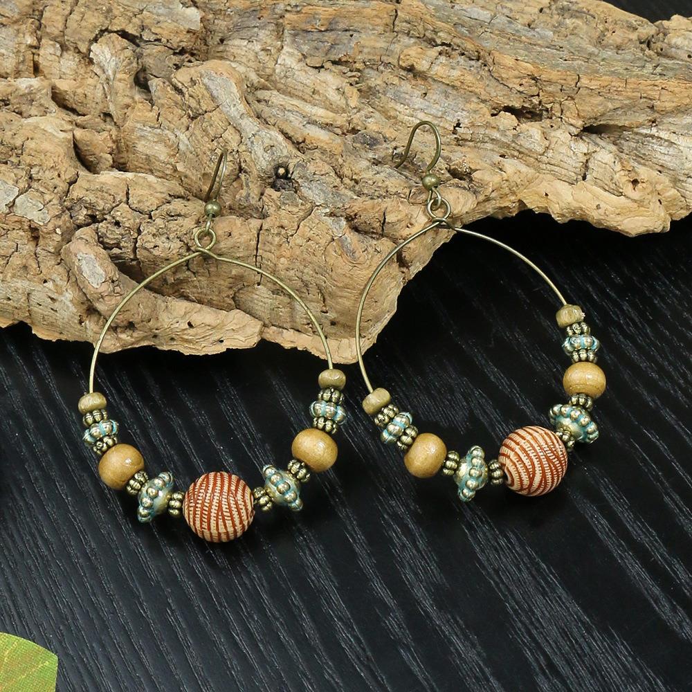 Wholesale Alloy Ethnic Vintage Tassel Drop Earrings - Trendy Everyday Jewelry Accessory