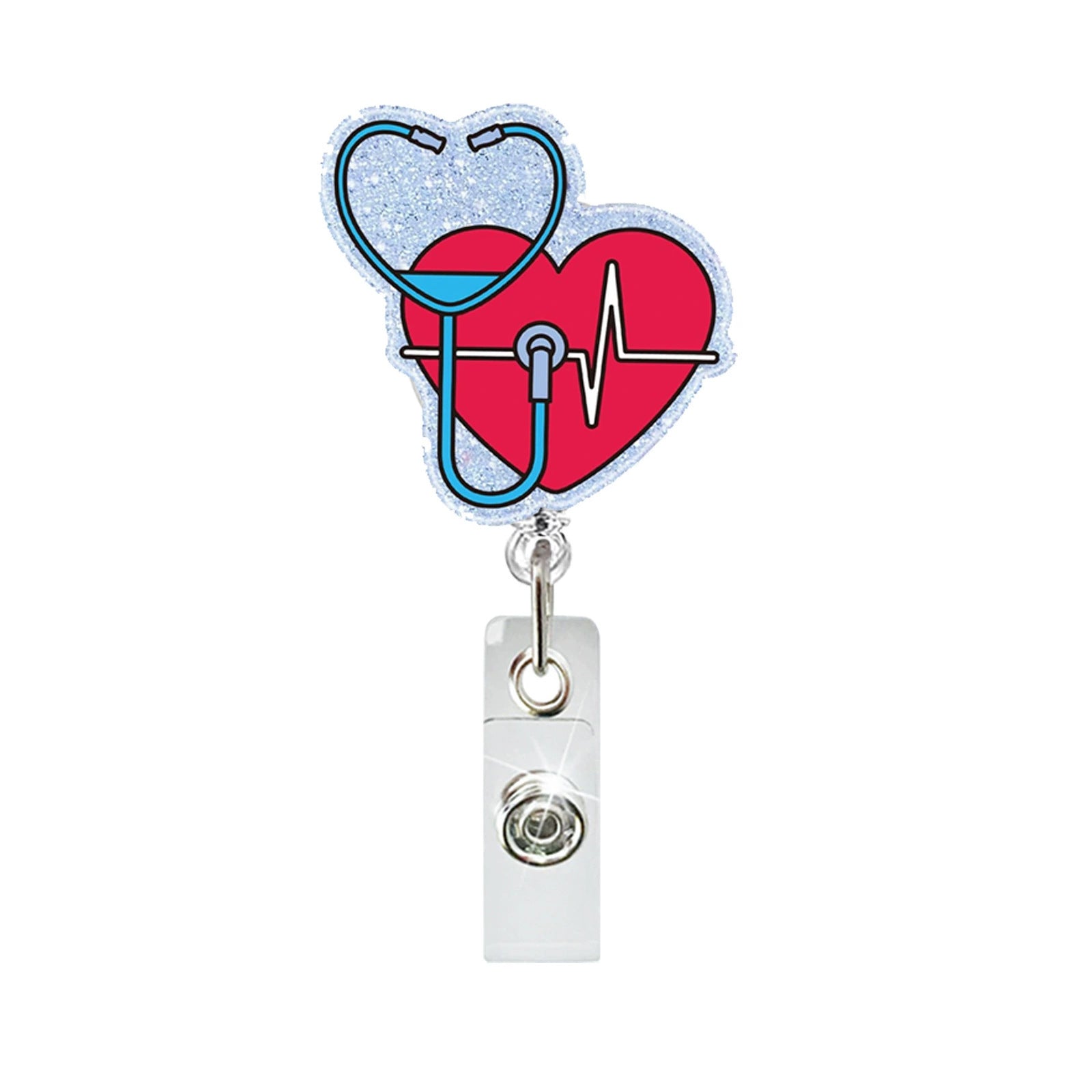 Wholesale Glitter Acrylic Doctor Easy-Pull  Badge Reels