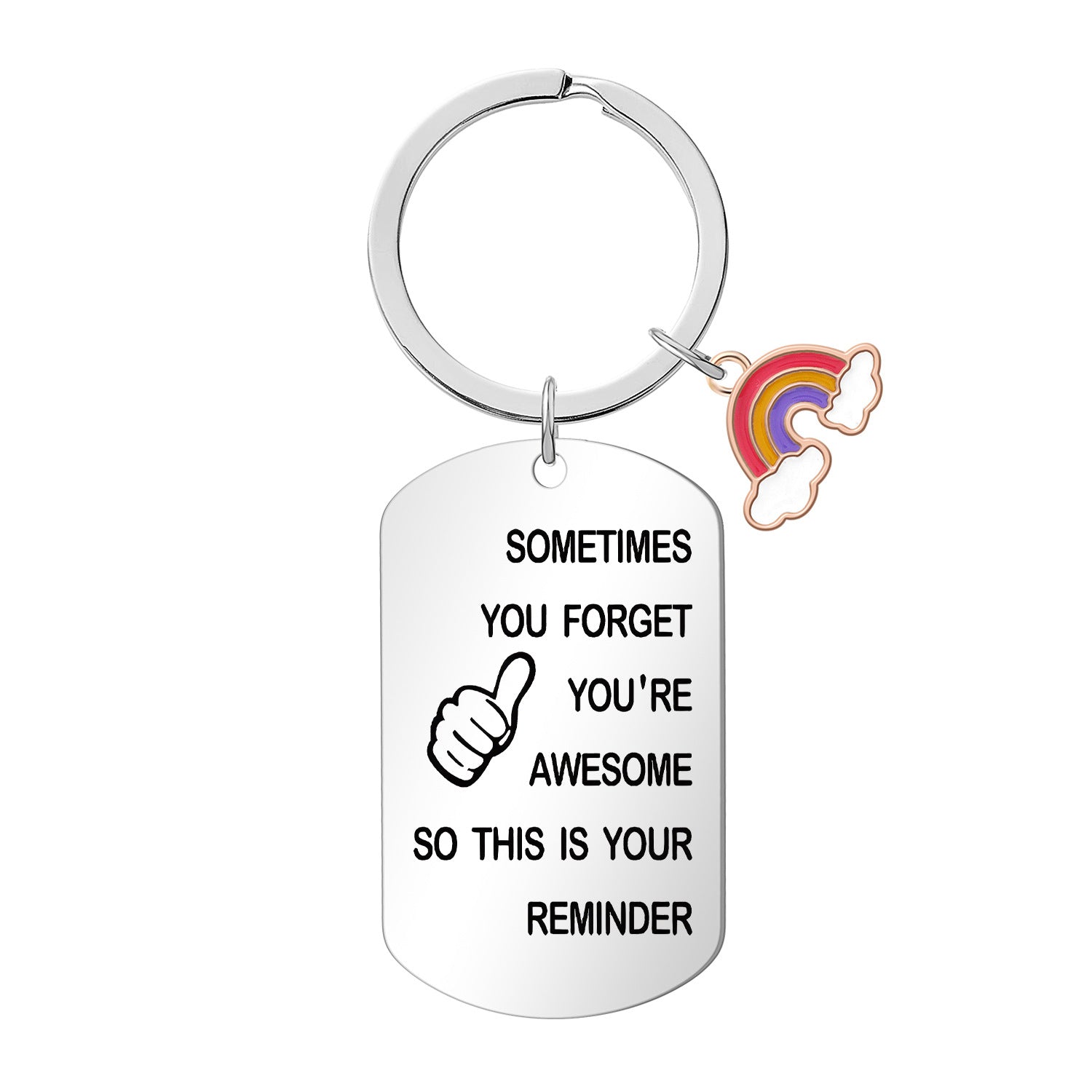 Wholesale stainless steel laser engraving creative rainbow keychain