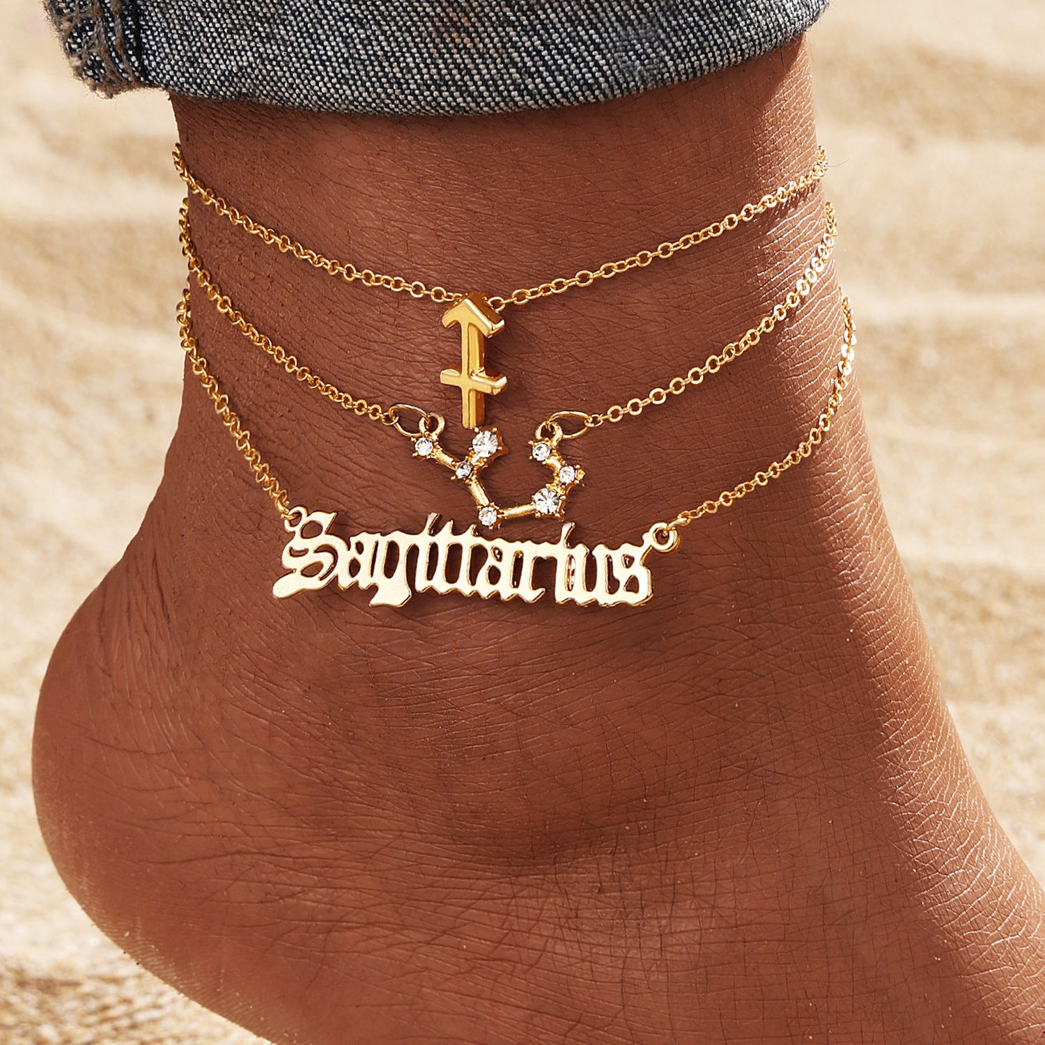 Wholesale 12-constellation alloy anklet r 12-star gold diamond-encrusted anklet