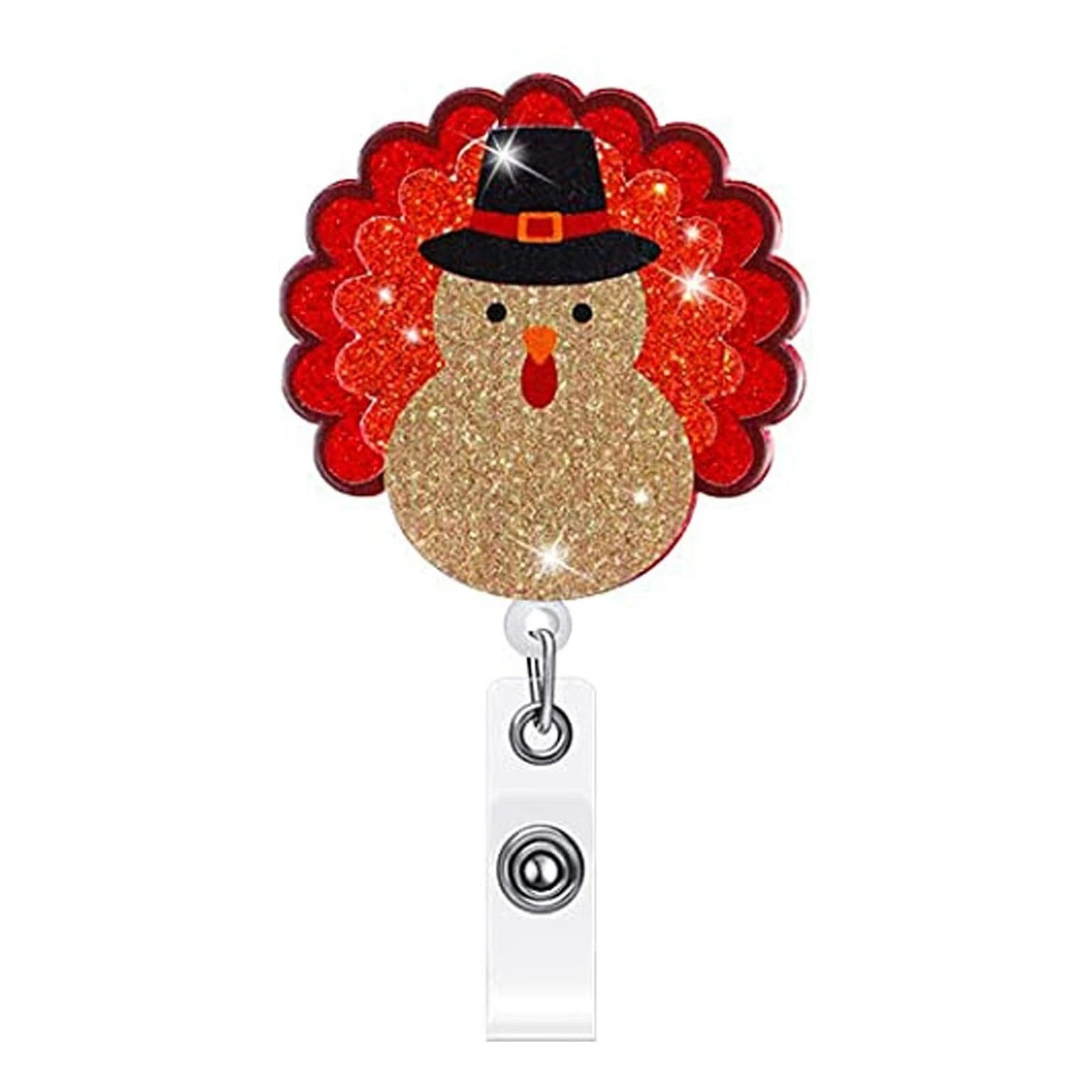 Wholesale Christmas Tree Holiday Glitter Badge Clip Retractable Keychain ACC-KC-LingYu011