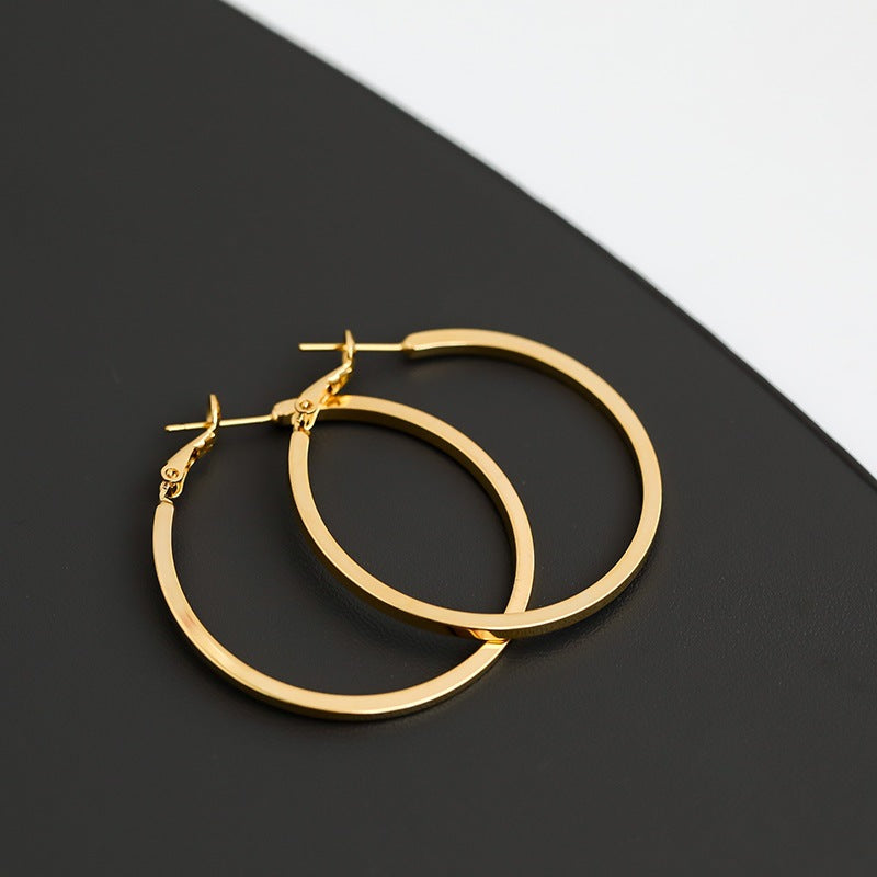 Wholesale 925 silver needle metal glossy texture Hoop Earrings ACC-ES-KaiKang002