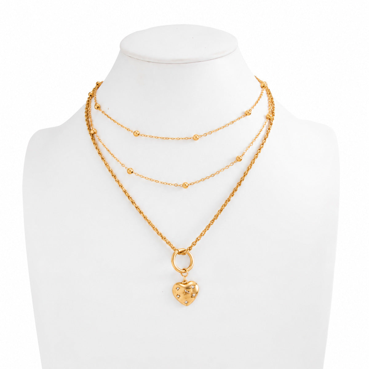 Wholesale Chic Sweet Heart Pendant Layered Necklace,  Gold Plated Iron Zinc Alloy Jewelry Accessory for Women