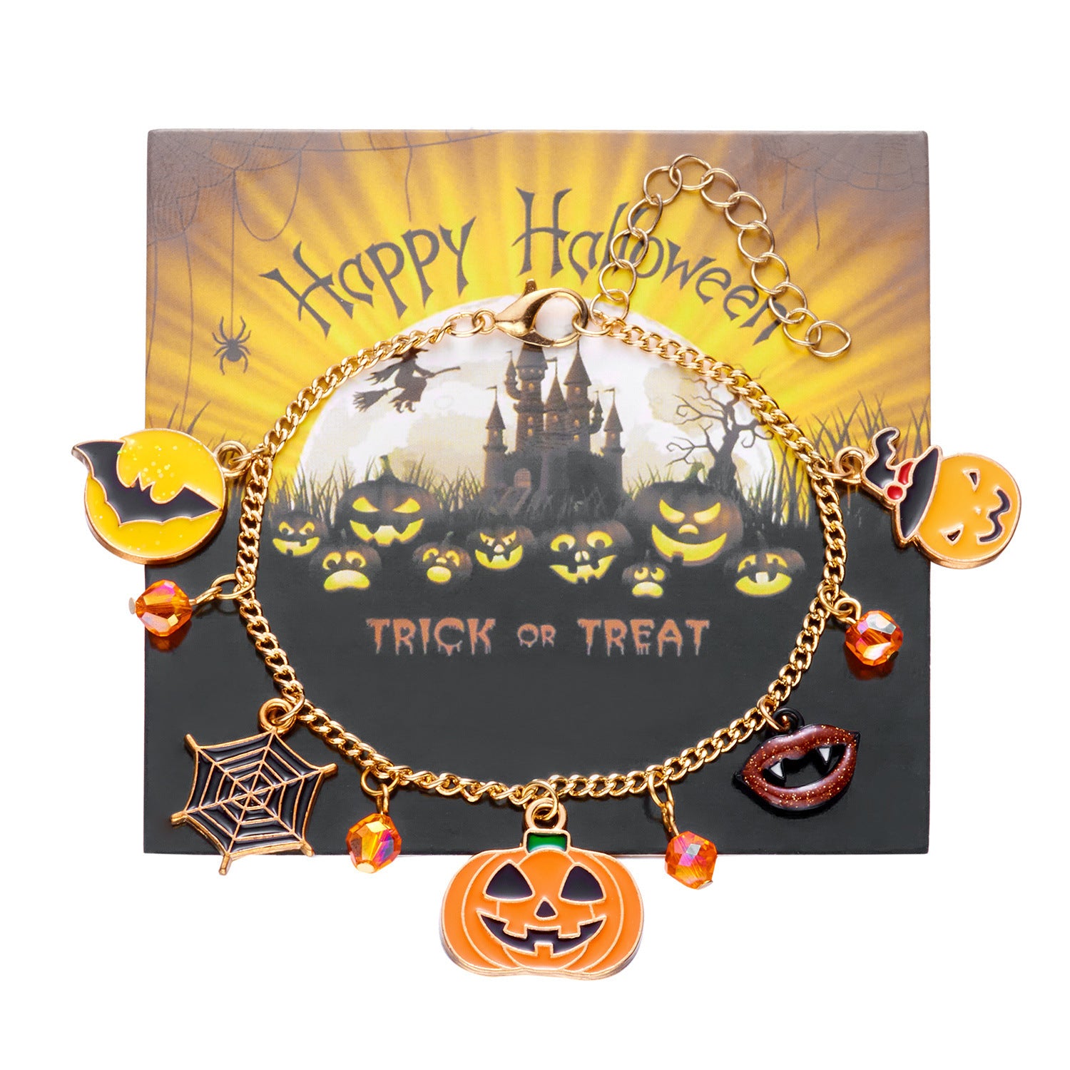 Wholesale Alloy Electroplated  Bracelet with Pumpkin Bat  Web Ghost Pendants - Stylish Jewelry Accessory for Unisex
