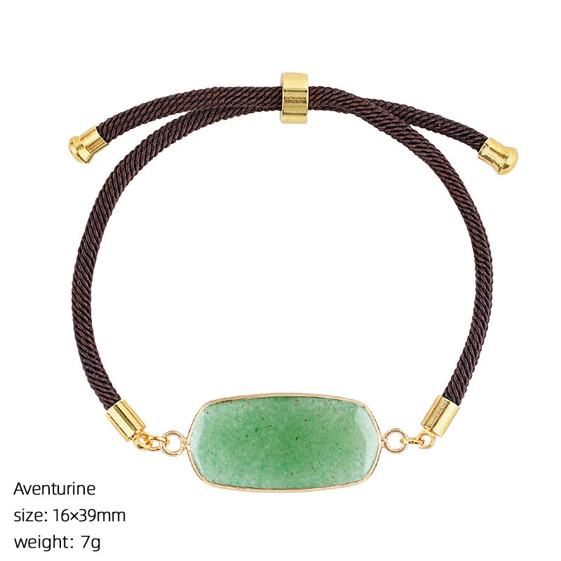 Wholesale Modern Minimalist Natural Stone Amethyst Bracelet Adjustable Woven Rope Unisex Fashion Accessory Gift