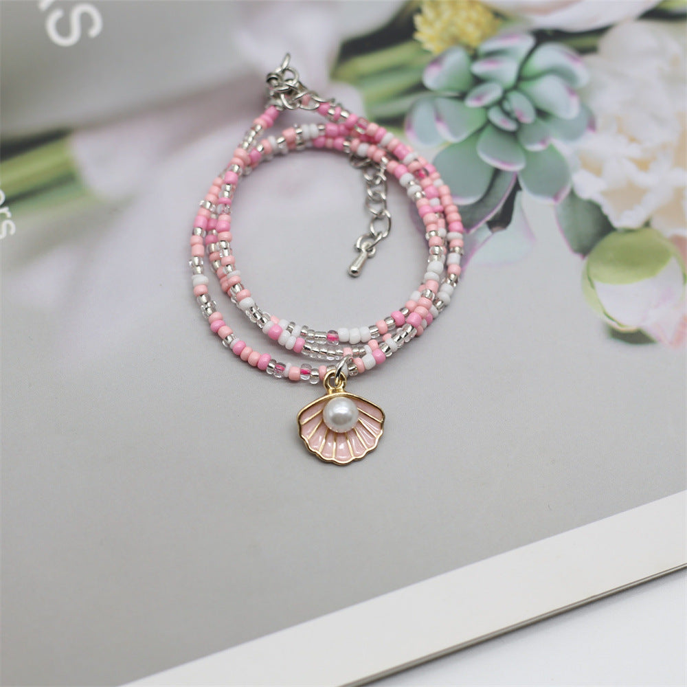 Wholesale Colorful Beaded Necklace Bohemian Shell Pearl Clavicle Necklace