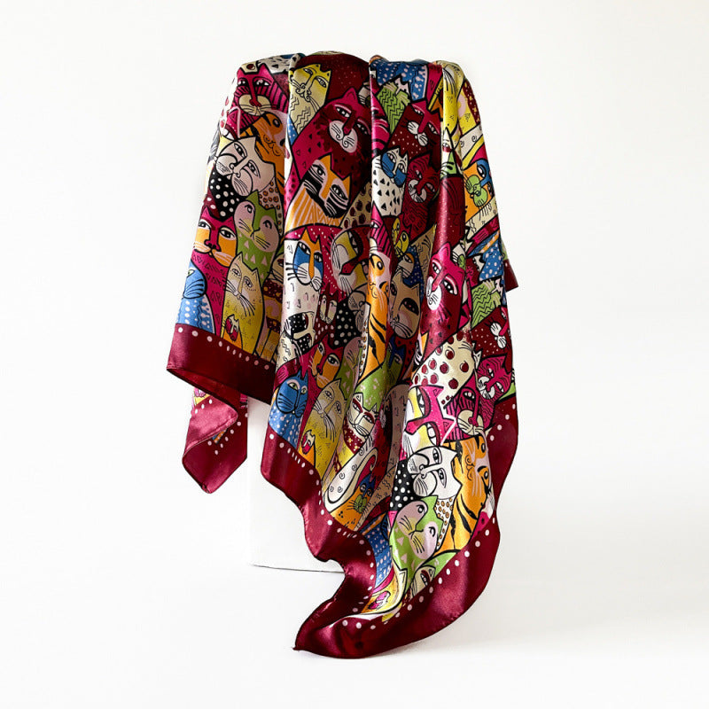 Wholesale  90cm women' s printed turban silk scarf