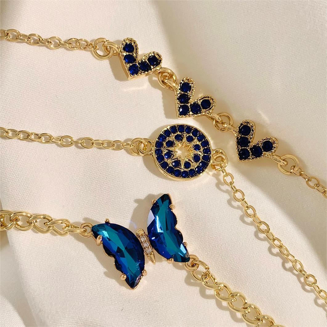 Wholesale crystal butterfly bracelet with diamond heart set