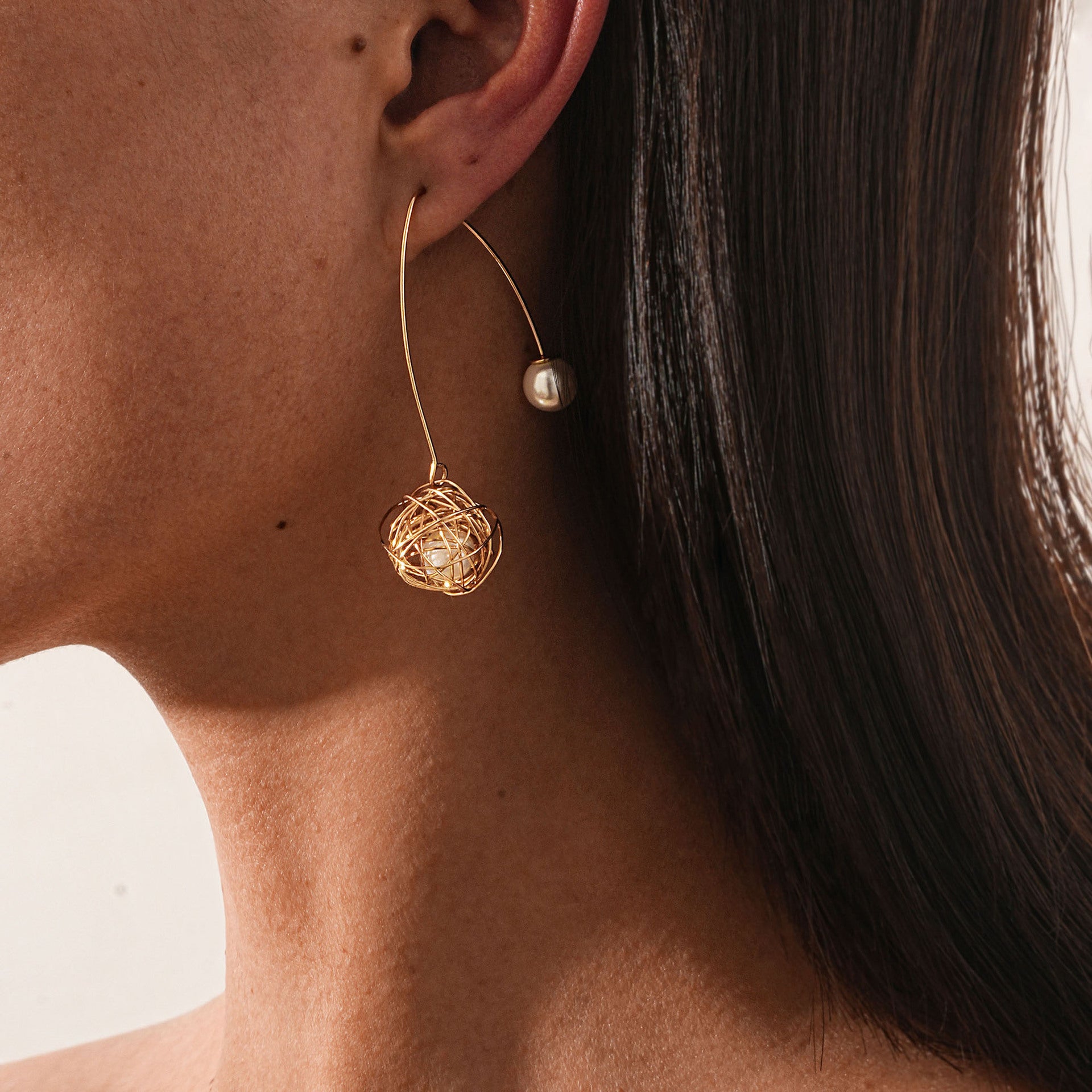 Wholesale All-match Alloy Wrap Pearl Ear Hook Earrings