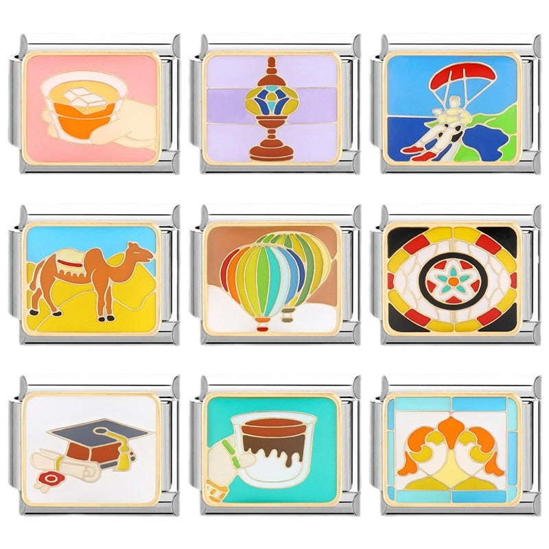 Wholesale Italian Charm Bracelet 9mm DIY Splicing Cute Cartoon Titanium Steel Composable Bracelet