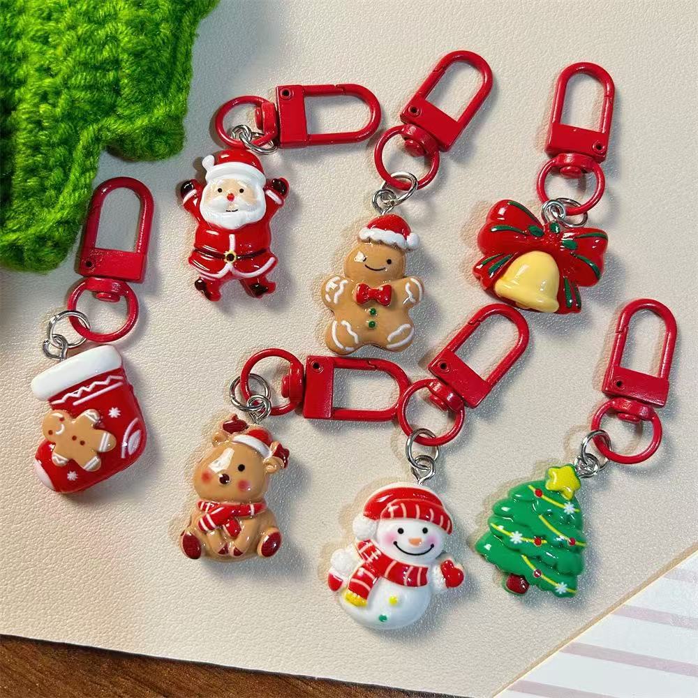Wholesale Q Version Christmas Cartoon Keychain - Cute Moose Santa Snowman Funny Bag Charm Gift Fashion Accessory