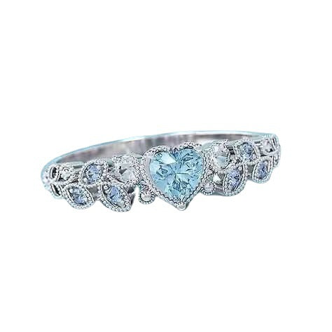 Wholesale Blue Ocean Heart Ring Women S Alloy Fashion Jewelry Accessory Gift For Boutique Resale